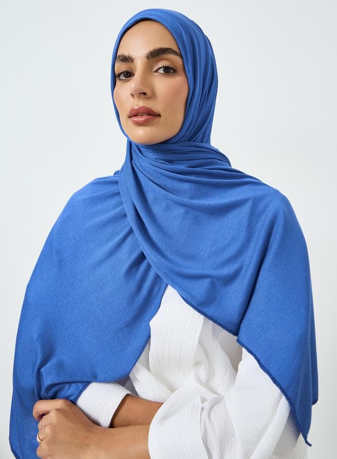 Blue Solid Jersey Stretch Hijab