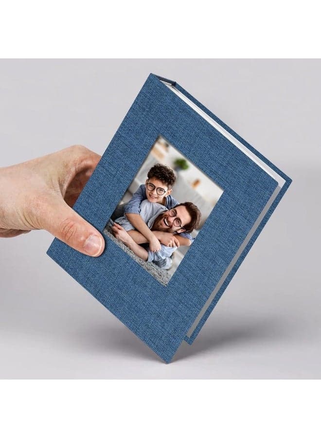 Vienrose Small Photo Album 4x6 Slip-in Picture Album 50 Pages Holds 100 Photos, Portable Photo Book 4x6 for Wedding Family Baby Travel Blue