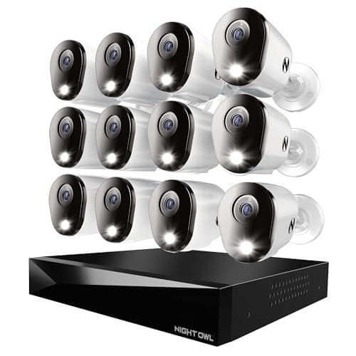 Night Owl 2-Way Audio 20 Channel DVR Video Home Security Camera System with (12) Wired 4K HD Indoor/Outdoor Deterrence Cameras and 2TB Hard Drive (Add up to 4 Wi-Fi Cameras) (12 Camera)