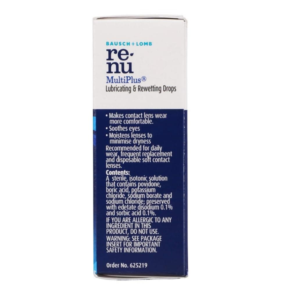 Renu MultiPlus Lubricating and Rewetting Soft Eye Contact Lens Drops 027 Fluid Ounces Pack of 4
