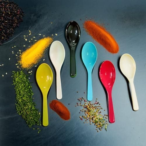 SBA PRIME Naama Melamine Masala Spoon Set | Pack of 10 Small Spoons for Spices Herbs Seasonings | Durable Melamine Tea Spoon Set | Lightweight & Reusable Kitchen Utility Spoons