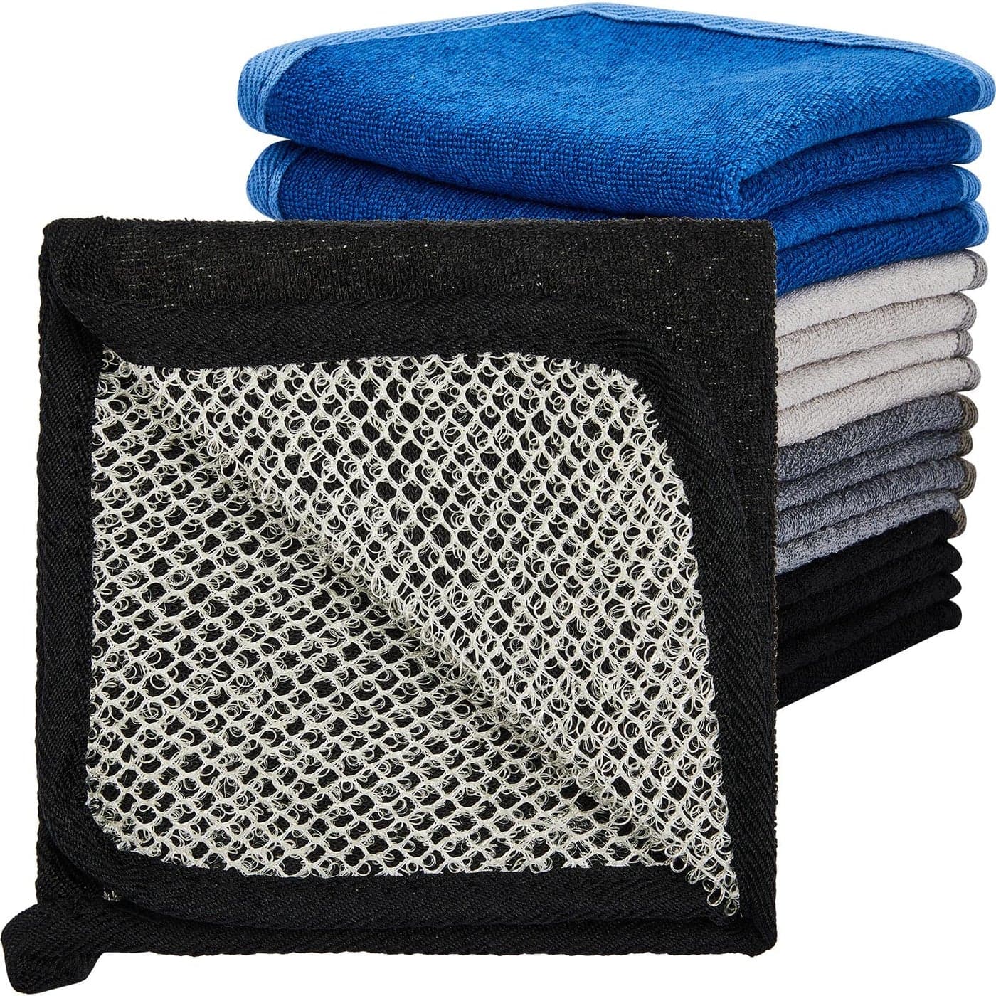 Juexica 8 Pcs Exfoliating Washcloth Men Wash Face Cloth Rustic Dual Sided Bath Washcloth 98 x 98 Facial Scrubber Men Exfoliating Shower Towel for Body and Face Mesh PatternDark Color Series