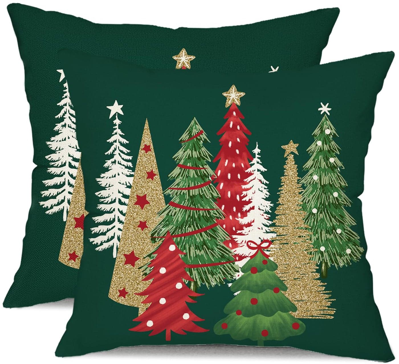 DFXSZ Christmas Pillow Covers 18x18 Inch Set of 2 Xmas Tree Decorative Green Throw Pillows Winter Christmas Decor for Home Couch TH50B18
