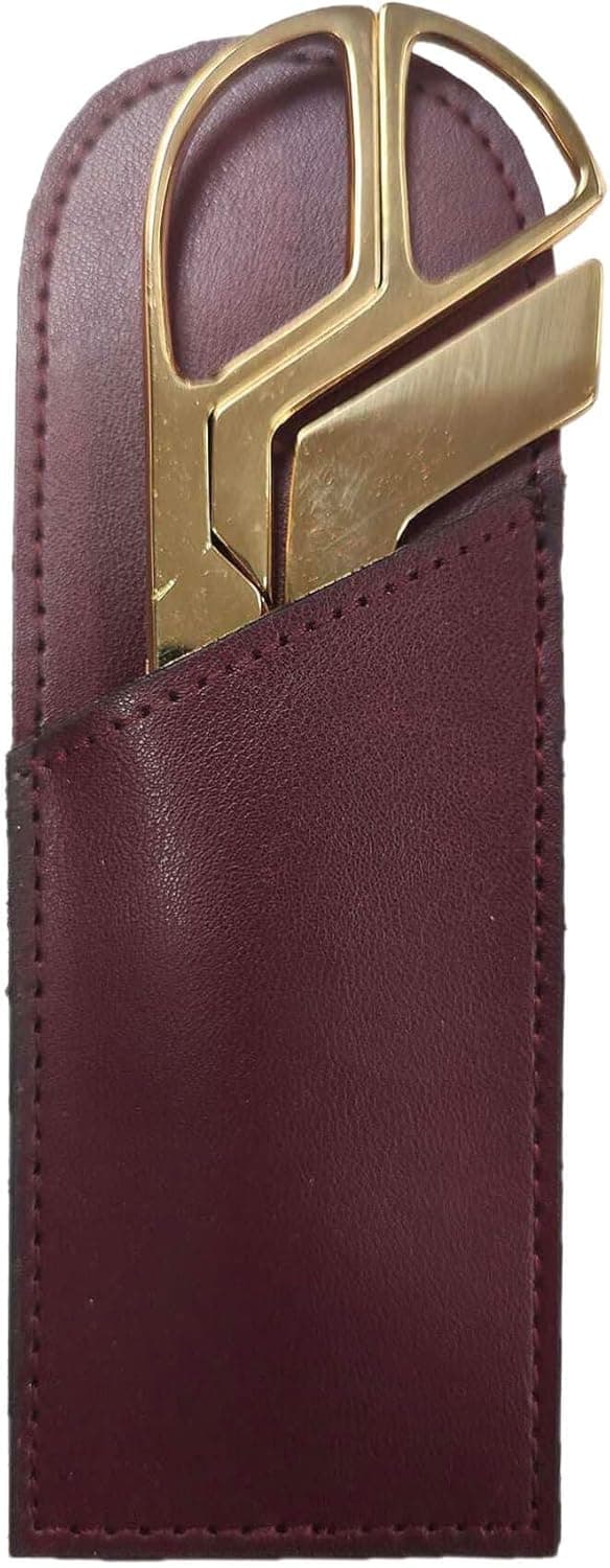 DACASSO Burgundy Bonded Leather Mini Library Set Made in Italy Luxury Executive Decor and Office Essential GoldPlated Polished Letter Opener and Pair of Scissors