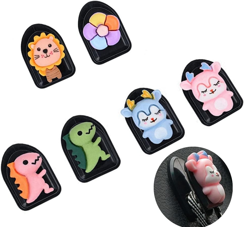 Cute Car Hooks Mini Car Organizer - for USB Cable, Headphone Key and Other Car Accessories (6 pcs)