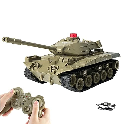 WEECOC RC Tank Military Truck Vehicles RC Car 24Ghz Radio Controlled Military Battle Tank Toy 270Rotational Realistic Sounds Electronics Hobby Toys for Kids Boys Green