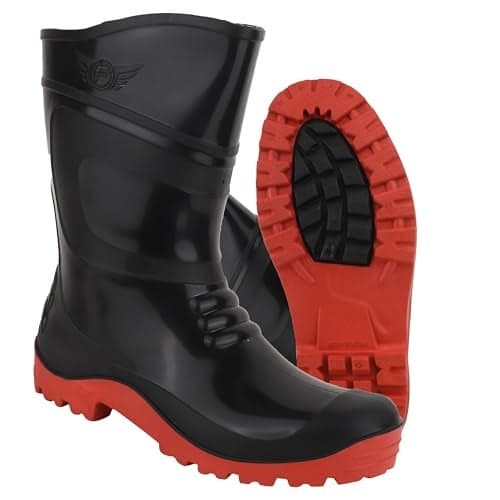 Elecant 11 inch Boot Flexible PVC, Puncture & Tear Resistant,Anti-Static,Anti-Slip,Oil/Water/Acid Resistance, GumBoot for Men's (RED)