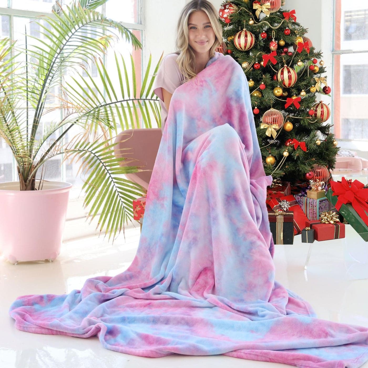 Ailemei Direct Rainbow Tie Dye Throw Blanket for Girls Soft Cute Funny Decorative Flannel Throw Blankets Fuzzy Fleece Bed Blankets for Teen Girl Adults Kids Gift Warm Pastel Plush Blanket Purple