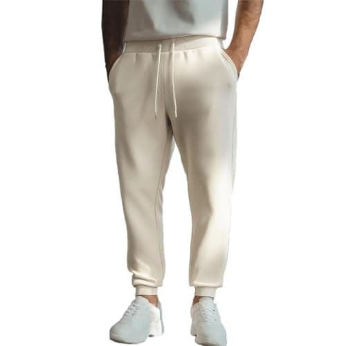 Nobero Men's Regular Mid Rise Track Pants (1M-BWJG-R0084_Arctic Wolf, 2XL, White
