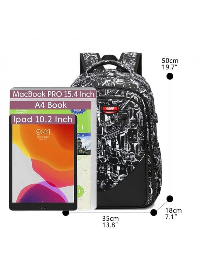 Asge School Backpack Boys Teenage Nylon Large School Bags Girls Satchel Kids Backpacks Print School Bags for 8-16 Years School Bags for Boys Waterproof Satchel
