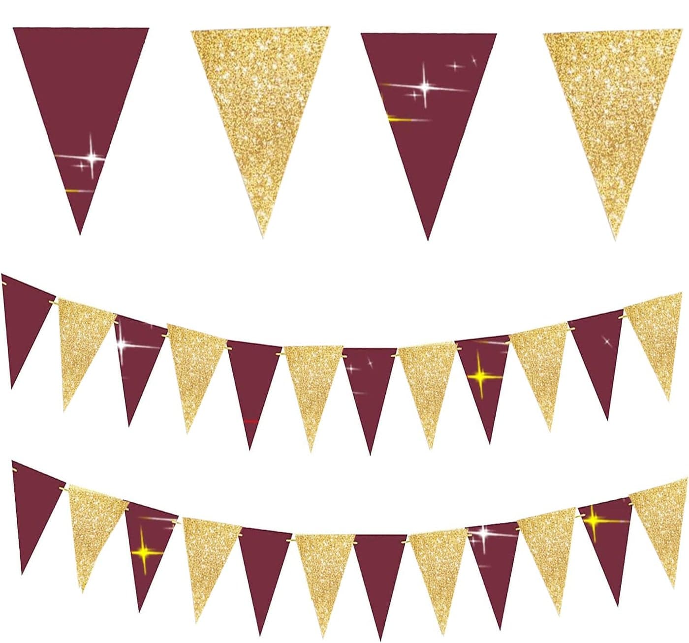 Graduation Decorations Maroon Gold 2025Fall Bridal ShowerBurgundy Gold Graduation Party Decorations 2025Burgundy Birthday Party Decor for Women 2pcs Triangle Banners