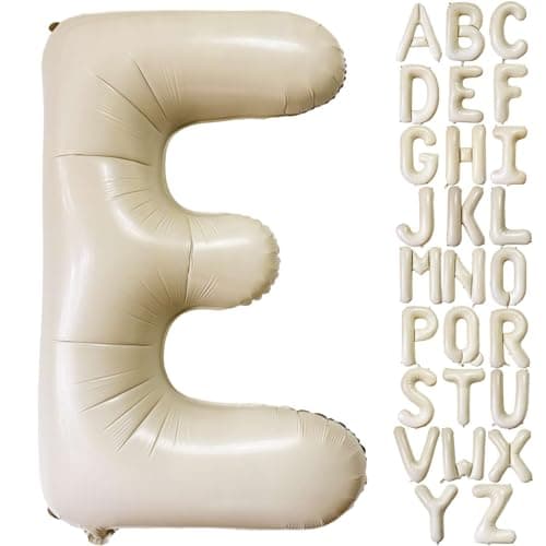 Lovoir 40 Inch Cream White Letter E Balloons 1 Pcs Unisex Adults Wedding Birthday Occasion Letters Balloons Mylar Foil Material Self Sealing