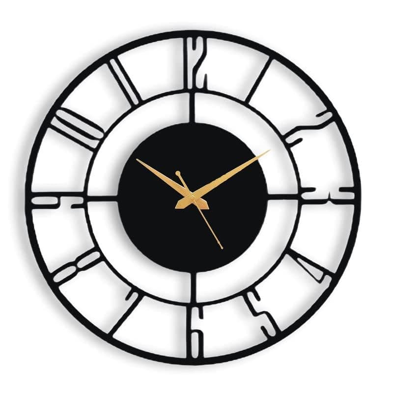 Cartvilla Stylish Metal Wall Clock for Living Room, Bedroom, Office, Kitchen, Home and Hall | Antique Fancy Big Size Modern Wall Watch for Home Decor (Style-1, 50 CM)