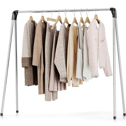 TOOLF Clothes Drying Rack Foldable, Laundry Drying Rack Stainless Steel, Portable Clothes Rack, Clothing Garment Rack, Drying Rack for Clothing, Indoor Outdoor, Free-Standing, Large Capacity