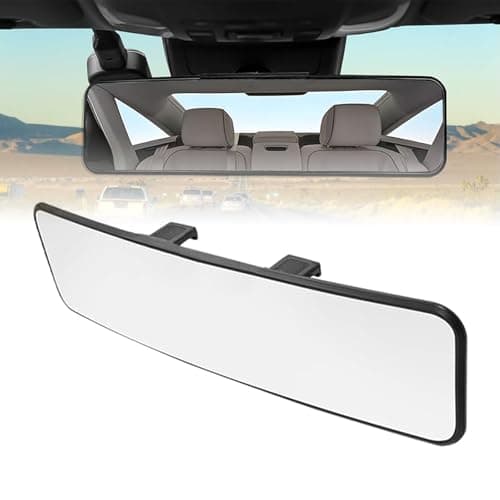 MASSMOT Car Rear View Mirror Interior Mirror Wide Angle Panorama Safety Mirror Interior Mirror Large Vision Mirror 1Pcs (Black-1)