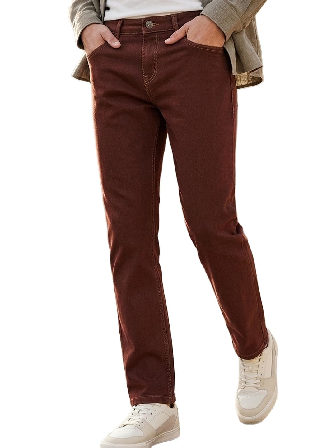 Urbano Fashion Men's Brown Regular Fit Washed Jeans Stretchable (aveps700reg-brown-36)