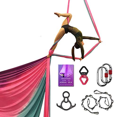 Deluxe Aerial Silks Set for Yoga, Acrobatics, Dance & Circus Arts (10m x 2.8m) - Gradual Change Purple