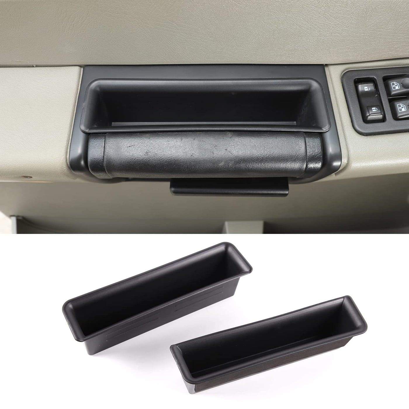 PIUGILH Compatible with Hummer H2 20032007 Front Row Door Organizer Storage Tray Armrest Box Phone Container Grab Handle Tray Insert Glove Pallet