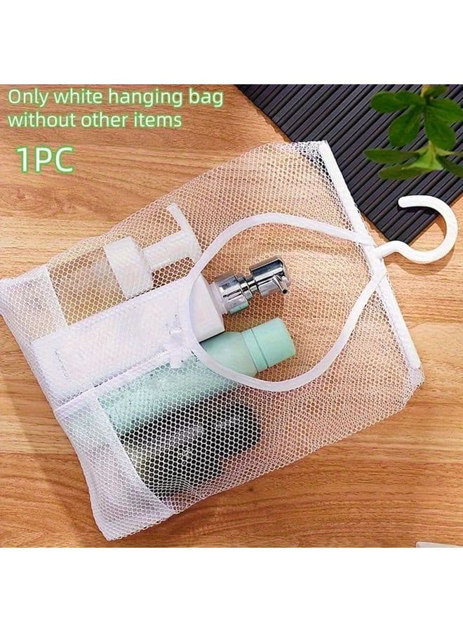 White Mesh Hanging Storage Bag Breathable Multifunctional For Holiday Use