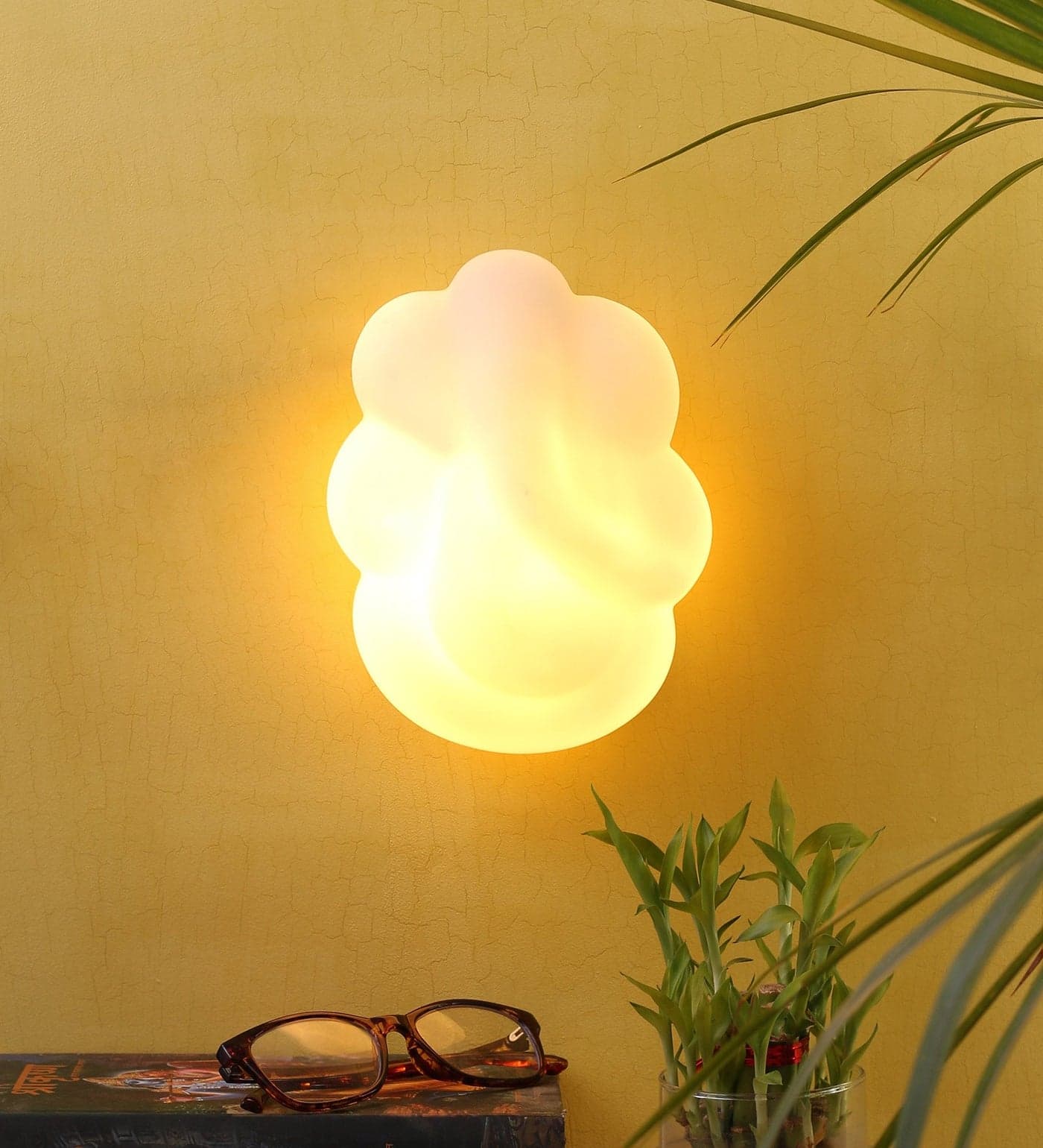 AMDHOME Golden Light Ganesha Wall Mounted Lamp - Metal & Glass | Perfect for Home, Hall, Living Room, Bedroom, Hotel, Office Decoration | Ideal for Pooja Room & Mandir | Ganpati Decorative Lamp