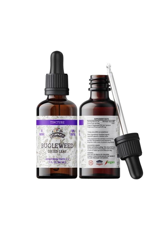 Bugleweed Tincture, Organic Bugleweed Extract (Ze LAN, Lycopus Virginicus) Herbal Supplement, Non-GMO in Cold-Pressed Organic Vegetable Glycerin 700 mg, 2 oz (60 ml)