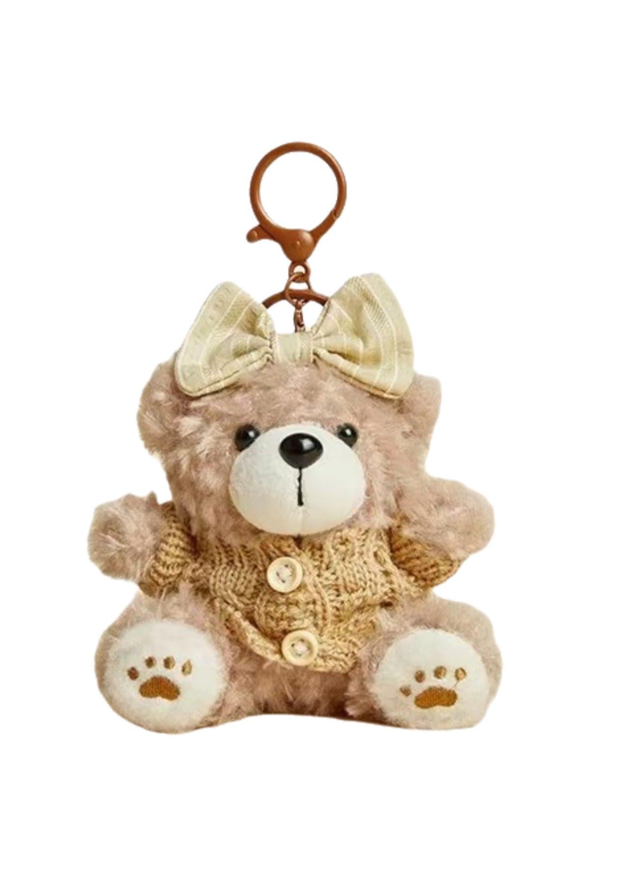Creative Baking Bear Schoolbag Pendant High-end Cute Plush Toy Doll Schoolbag Key Pendant Baking Bear - Apricot Sweater (Plush)