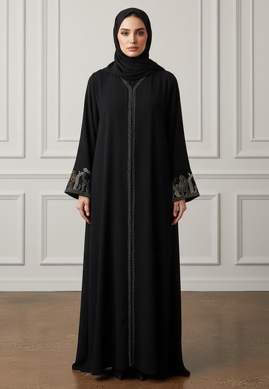 The Midnight Elegance Embellished Abaya-897