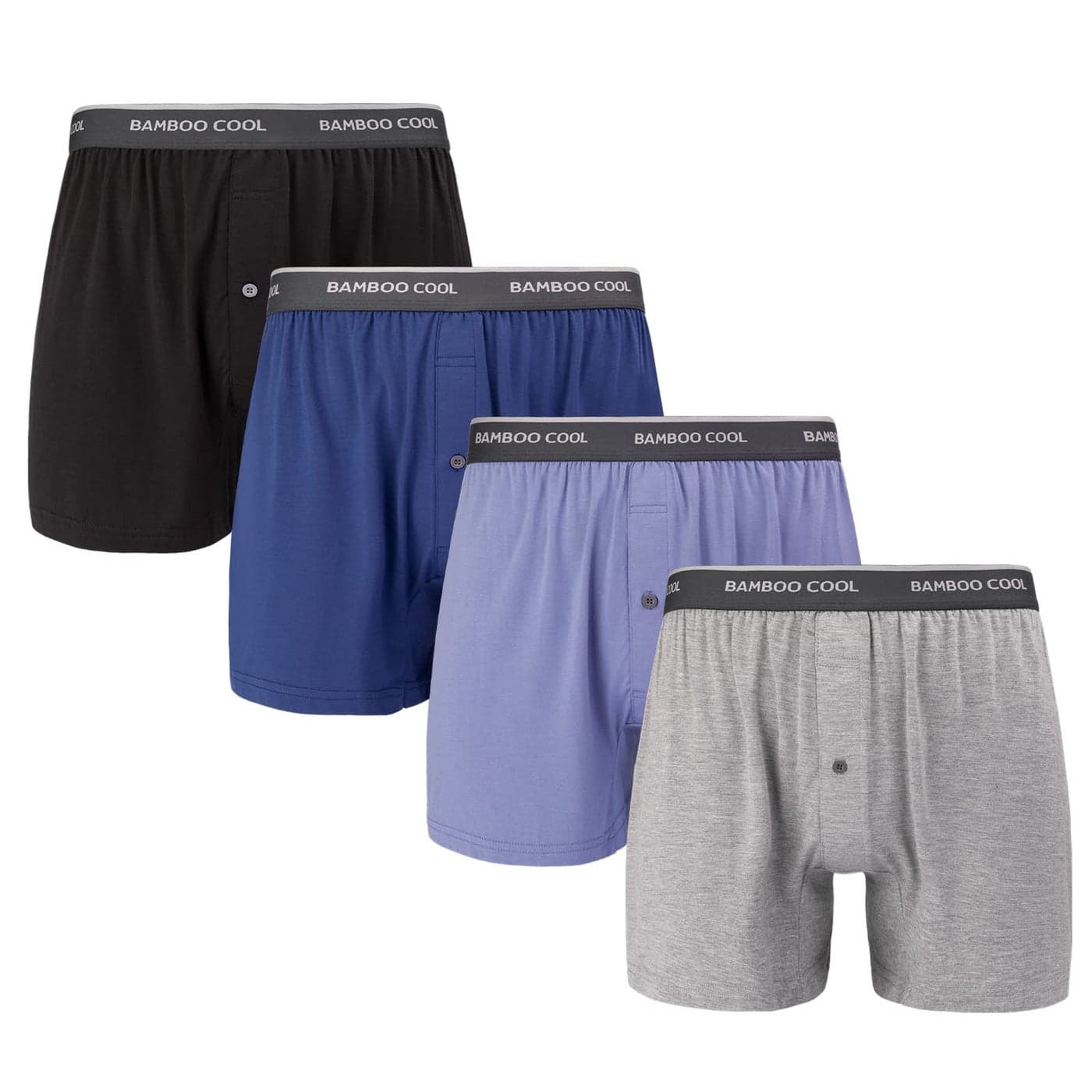 BAMBOO COOL Mens Boxer ShortsBreathable knit Boxers UnderwearRelaxed Fit Stretch Boxers 4 Pack