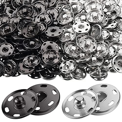 Waydress 100 Sets Sewon Snap Buttons 19 mm Metal Fastener Press Studs Buttons for Sewing Jeans ClothingGun Black Silver