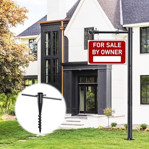 Real Estate Sign Post, 100 inch Realtor Yard Sign Post for Sale Signs, Rent Signs, Open House Signs for Real Estate, 35" Arm Holds up to 25" Sign, Black (No Sign Included)