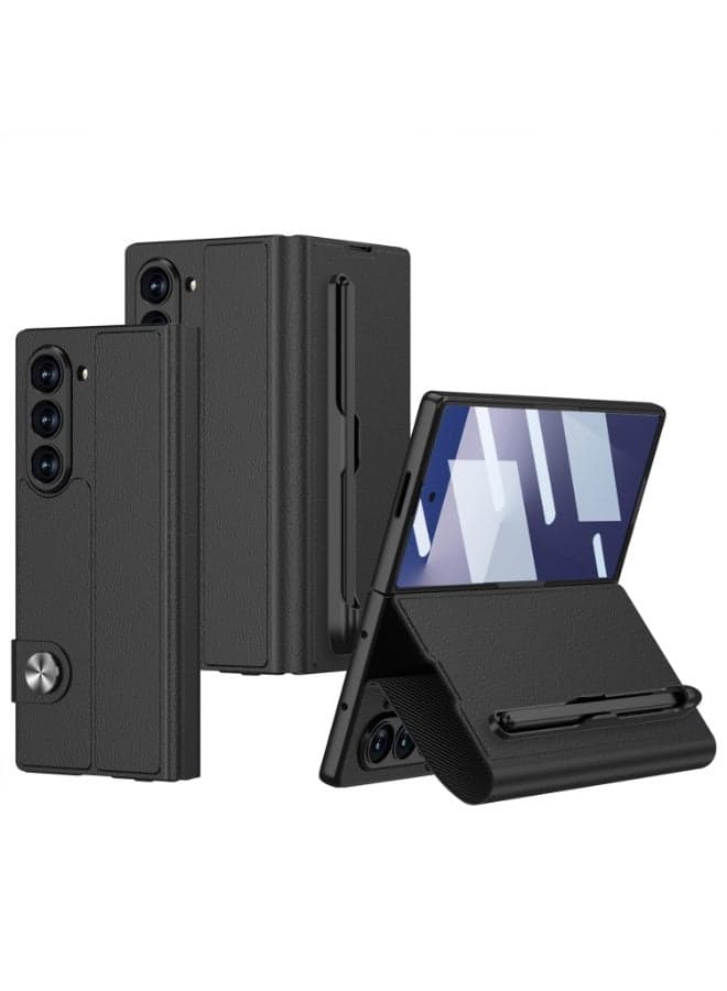 Galaxy Z Fold 7 Case with Pen Slots, Full Cover Folding Full Cover Case with Leather Shell Stand for Samsung Galaxy Z Fold 7