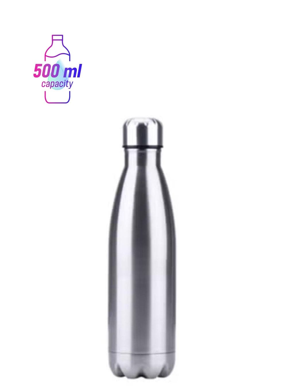 Thermal Insulated Water Bottle Silver 500ml