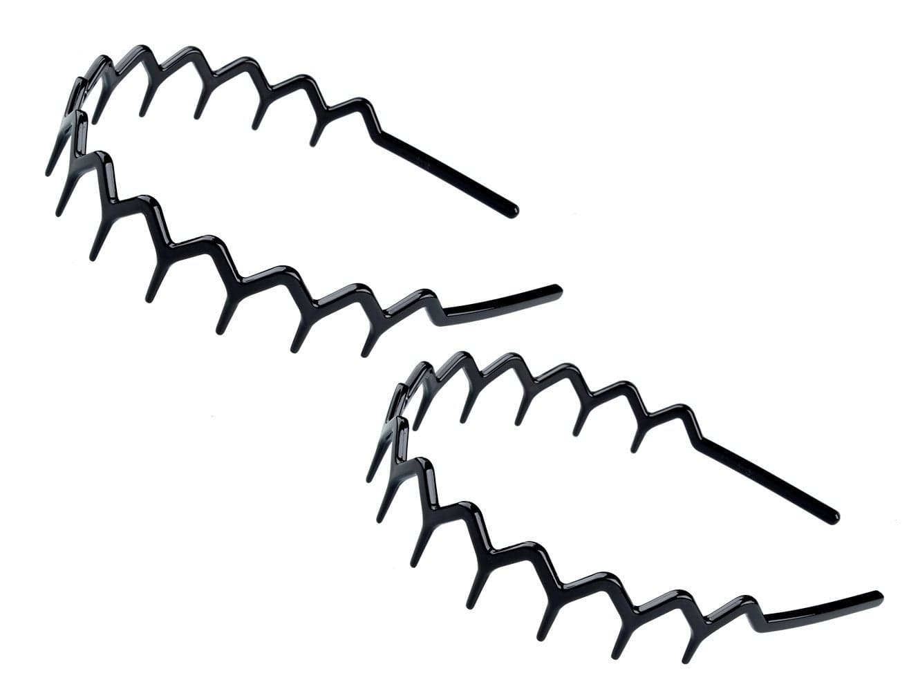 Set of 2 Zig Zag Black Plastic Sharks ToothHair Comb Headband 2 Black Color