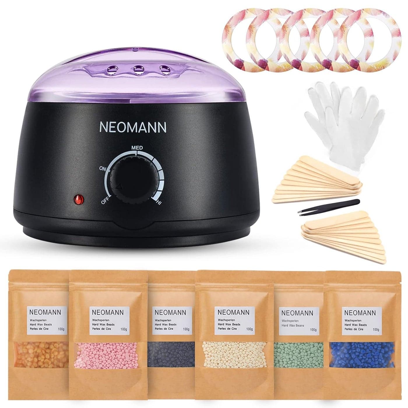 Waxer II Deluxe Waxing Kit for Women and Men NonSticky TeflonCoated Wax Warmer for Hair Removal incl 600g Wax Beads 30Spatulas