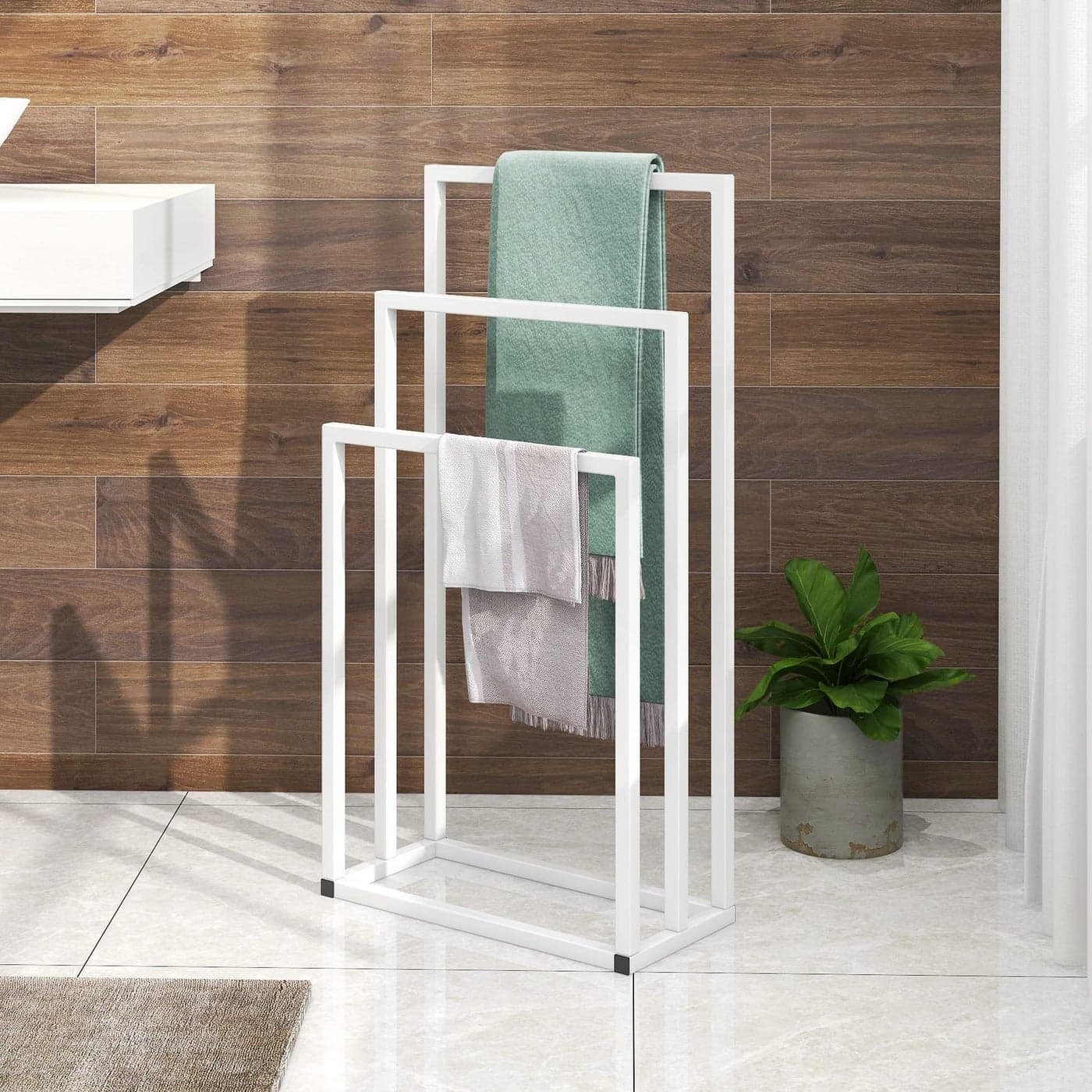 3 Tier Freestanding Towel Rail Towel Rack StandMetal Towel Holder and Towel Drying Rack for Bathroom KitchenTowel Ladder for Towelsor ClothingBath Storage Hand TowelsWashcloths