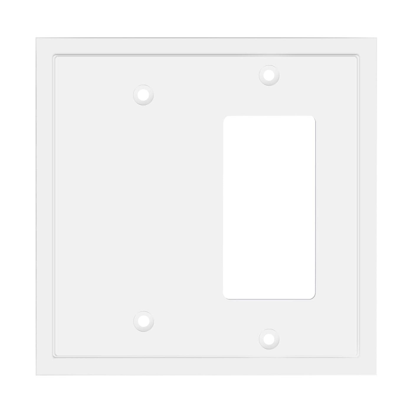 Henne Bery Modern Edge Decorative Wall Plate Switch Plate Outlet Cover Durable Solid Zinc Alloy BlankDecorator White