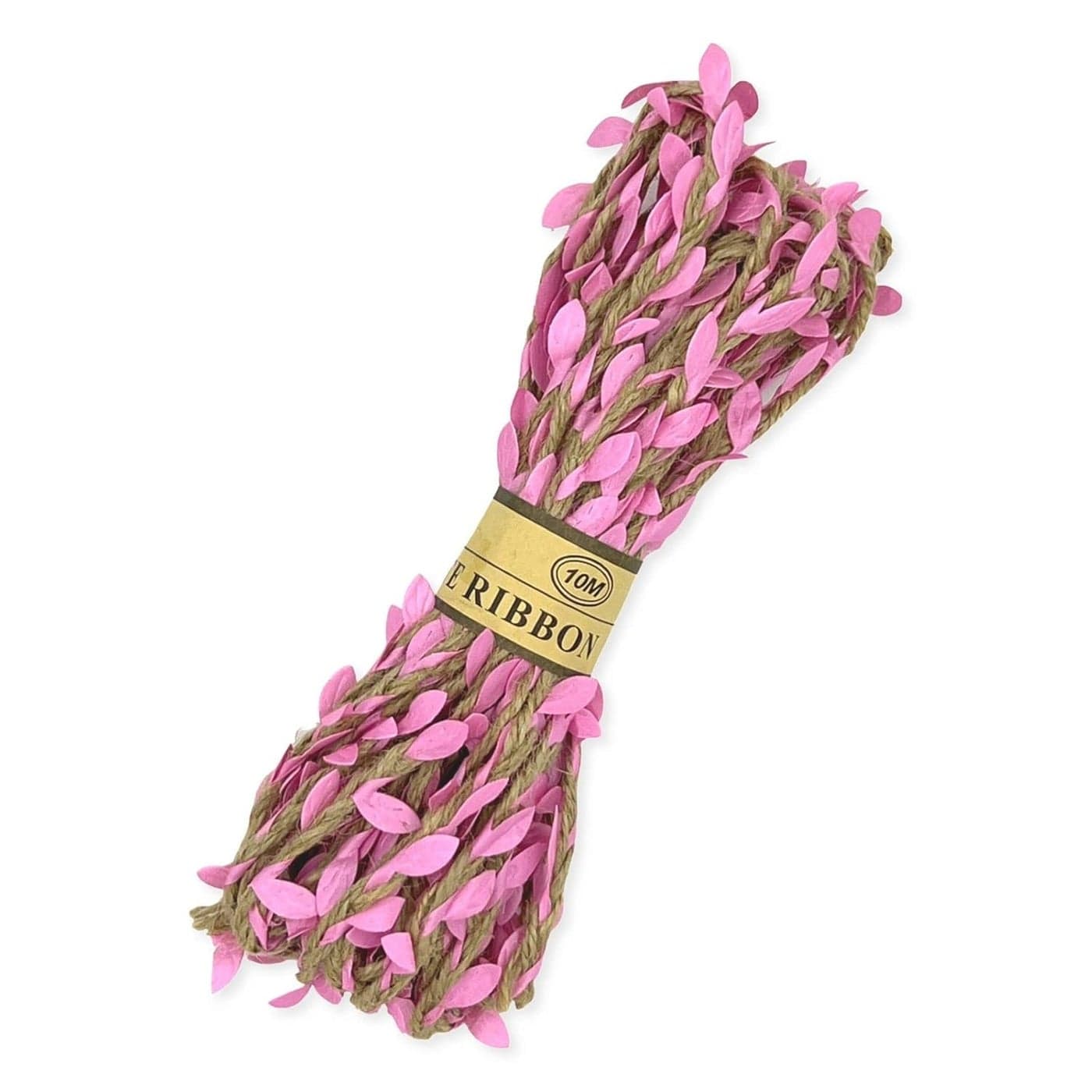Samvardhan 10m Leaf Rope Natural Hessian Jute Twine Rope Burlap Ribbon DIY Craft Vintage for Home Wedding Party Décor (Light Pink)