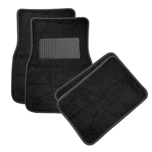 MUQIDA 4PCS Car Floor Mats, Anti-Slip Waterproof Car Carpets with Safety Heel Pad, Heavy Duty Floor Mat for All Weather Protection, Universal Trim to Fit for Sedans Trucks SUVs (Black)