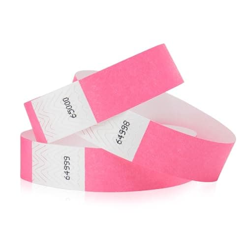 100 WristCo Neon Pink Tyvek Wristbands for Events Tamper-Proof Design & Fluorescent Color Prevent Reuse Premium-Grade Bracelets for Hospital & Medical ID, Party & VIP Identification
