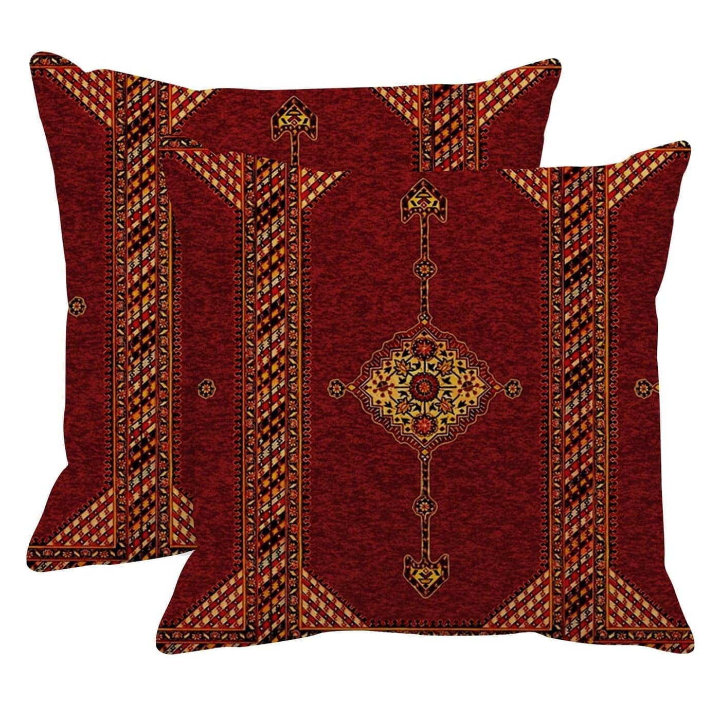 Britimes Throw Pillow Covers Aztec Kilim Home Art Decor 18 x 18 Inches Set of 2 Cushion Couch Sofa Cases Bohemian Painting Pillowcases for Bedroom Living Room Red Geometric Tribal Decorative