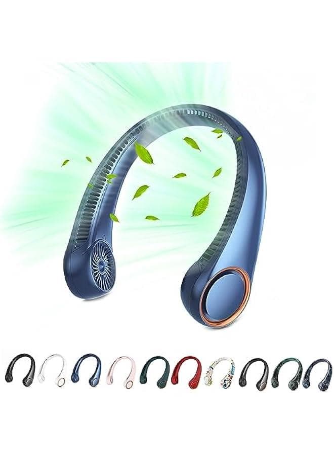 Portable Neck Fan, Hands Free Bladeless Fan, 360° Cooling Personal Fan,Wearable Quiet Fan for Outdoor Indoor, Birthday Gifts for Men Women Mom Dad, 4000mAh Battery USB Rechargeable, 3-Speeds(Blue)
