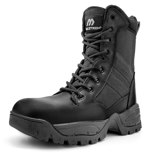 Maelstrom mens Tactical Combat Zipper Lightweight Military Breathable Work Side Heavy-Duty Leather Reinforced Toes Boots, Black, 10 Wide