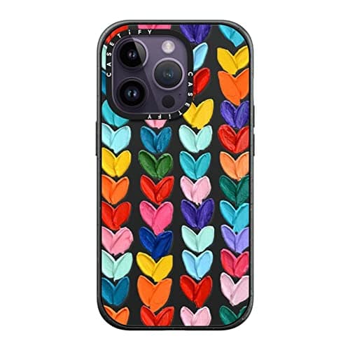 CASETiFY Impact iPhone 14 Pro Case 4X Military Grade Drop Tested 82ft Drop ProtectionCompatible with Magsafe Polka Daub Hearts Matte Black