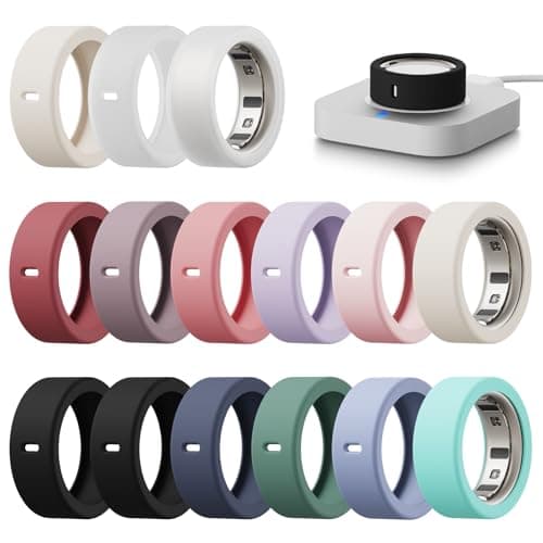 15 Pack Cover Compatible with Oura Ring Gen 4/4 Ceramic/Gen 3 Case, Anti-Scratch Silicone Protector for Women Men Working Out Gym, Support Charging with Cover on (15 Pack-01, M for 8/9/10/11)
