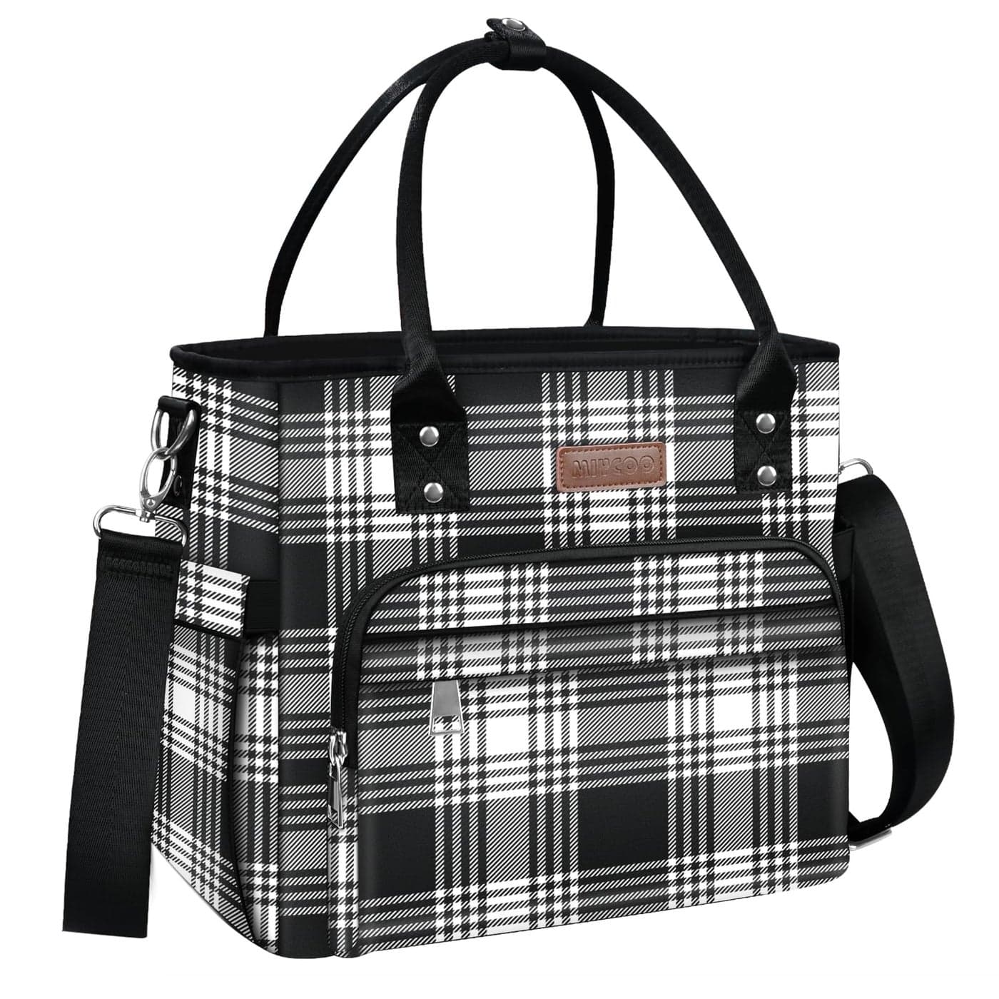 MIYCOO Lunch Bag Lunch Box Women Leakproof Insulated Lunch Cooler Bag for Women Large Lunch Tote Bags Adults Checkered Black and White