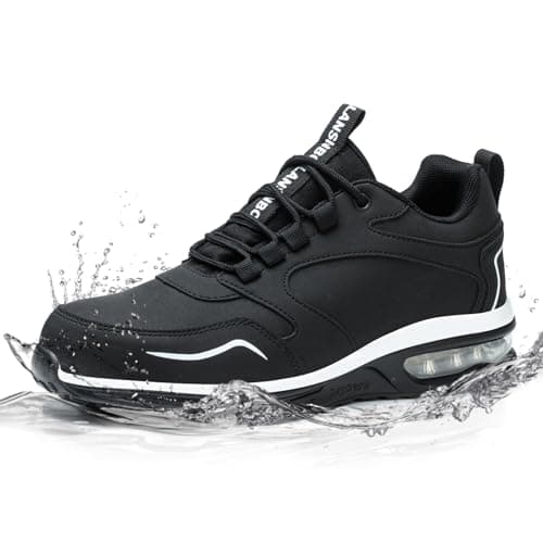 LANSNBO Waterproof Steel Toe Shoes for Women Non Slip Puncture Proof Safety Work Sneakers Comfortable Lightweight Fashion Footwear for Industrial Construction and Food Service Hei hei 375