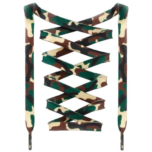 DANHUA Colorful Flat Shoe Laces: 2 Pair 31Inch Dark Green Camo Printed Shoelaces for Sneakers