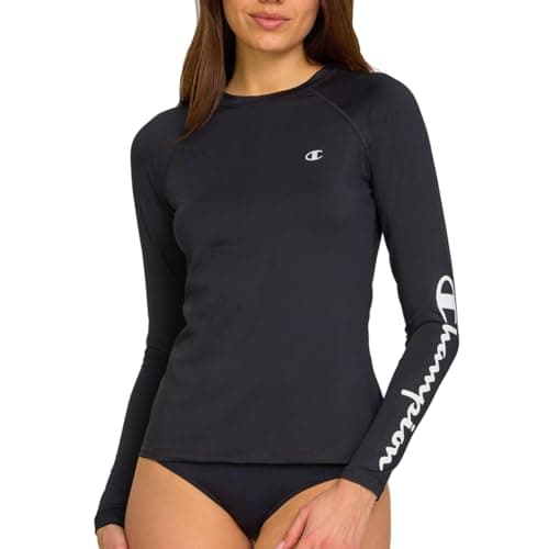 Champion Rash Guard for Women, Womens Rash Guard Long Sleeve Shirts, Rashguard Swim Shirt Women UPF 50+ SPF & UV Protection Black