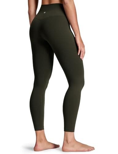 HeyNuts Yoga Pro 7/8 Leggings, High Waisted Soft Pants Buttery Workout Leggings Athletic Compression Yoga Pants 25'' Dark Olive S(4/6)