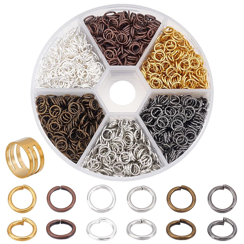 PH PandaHall About 2300 Pcs Iron Open Jump Rings Unsoldered Diameter 5mm Wire 21Gauge 6 Colors for Jewelry Findings